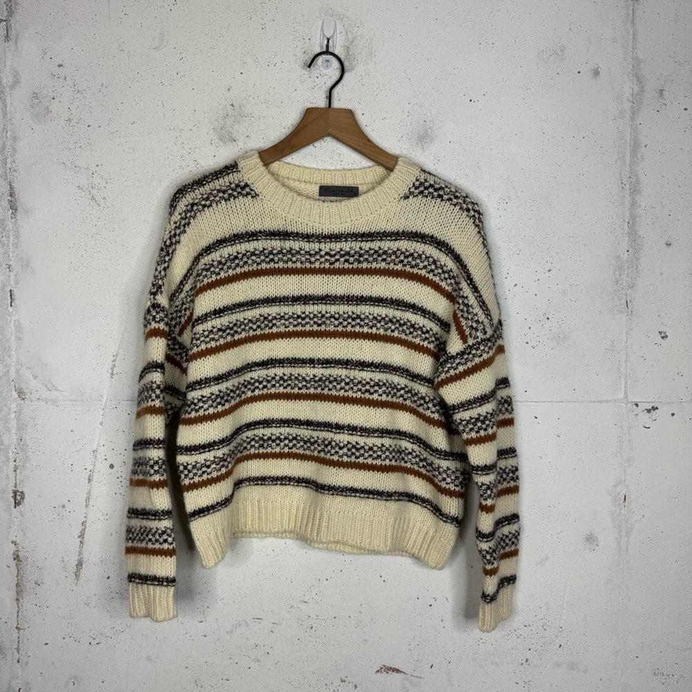 Elsamanda Anthropologie Striped Mixed Knit Crop Sweater Small